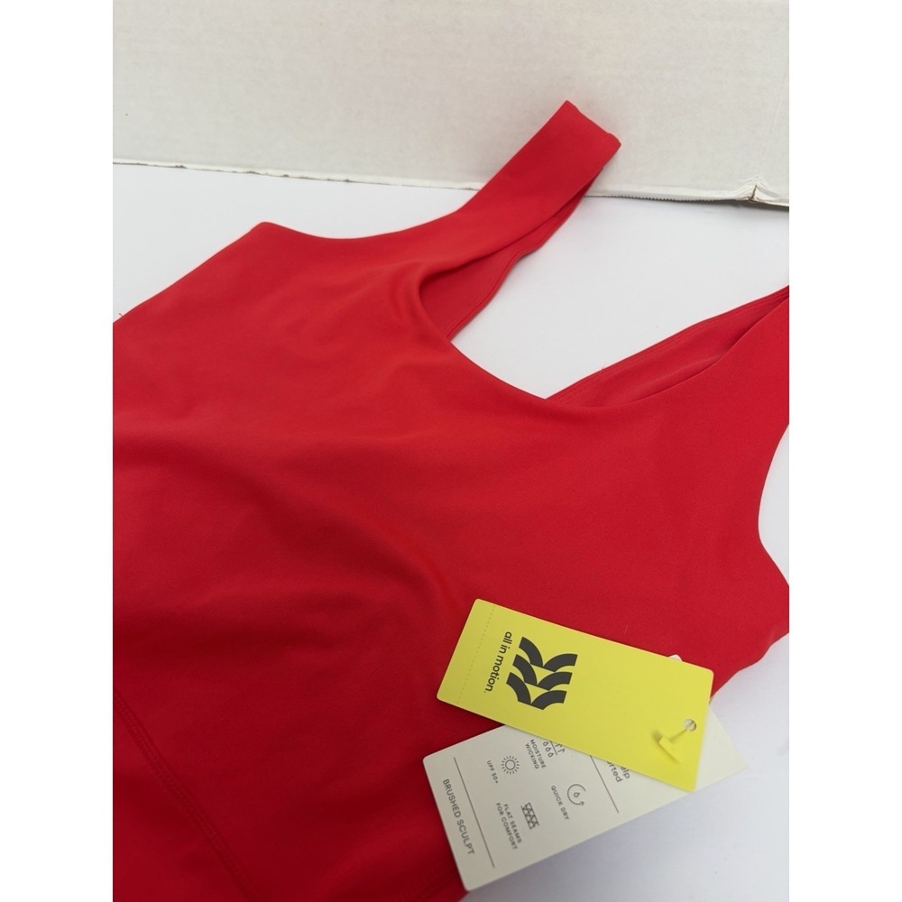 All In Motion Red Scoop Neck Bodysuit Brush Sculpt UPF 50+ Moisture Wick Size XS